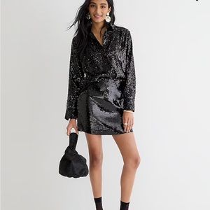 J.Crew Sequin Mini Skirt in black